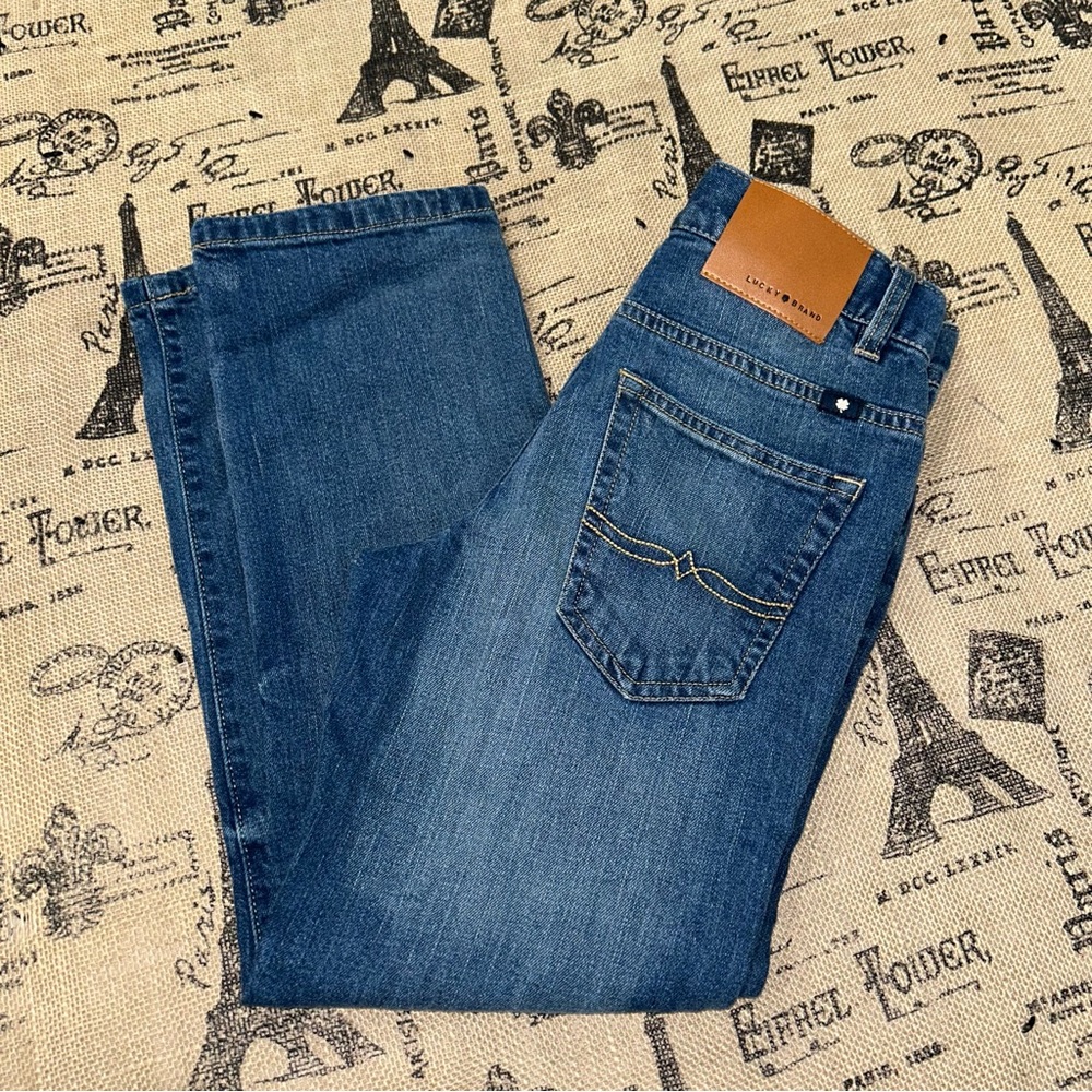Lucky Brand NWT! Boy'S Blue Wash Adjustable Waist Classic Straight Jeans Size 8 - Picture 1 of 14